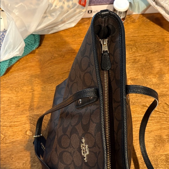 Coach Dark Brown Signature Tote with Black Handles - Picture 8 of 15